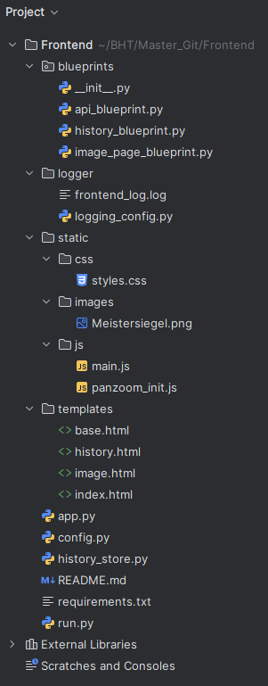 Projektstruktur Frontend